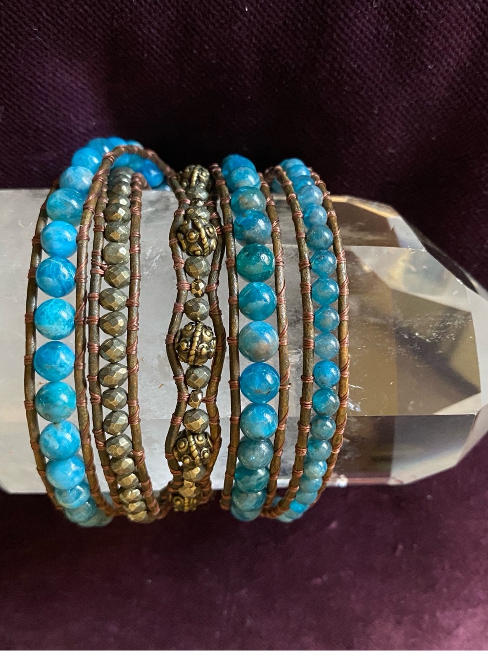 Handcrafted Blue Beaded Wrap Bracelet